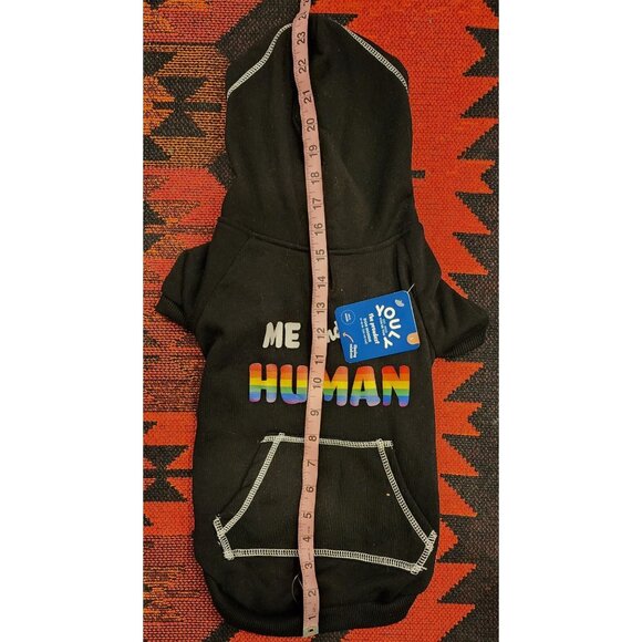 NEW Me & My Human Dog Hoodie With Rainbow Print & Kangaroo Pocket Size Large - Picture 3 of 4